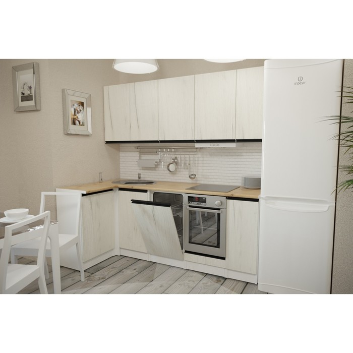 Кухонный гарнитур угловой «Амели прайм», 2000×1100 мм, цвет белый/дуб бунратти/дуб грей