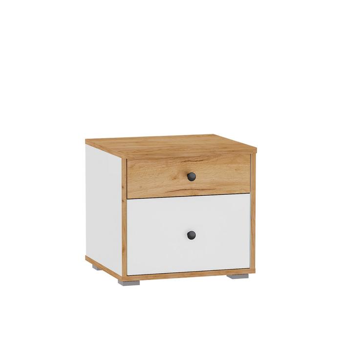Тумба прикроватная «Вуди 13.287», 450×431×427 мм, цвет белый/дуб золотой