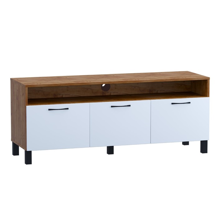 Тумба ТВ Манхеттен 13.231, 1384×445×562, цвет дуб крафт табачный / белая шагрень