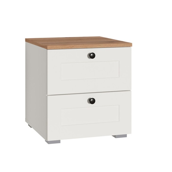 Тумба прикроватная «Остин 16.152», 400×419×439 мм, цвет белый шагрень/дуб золотой