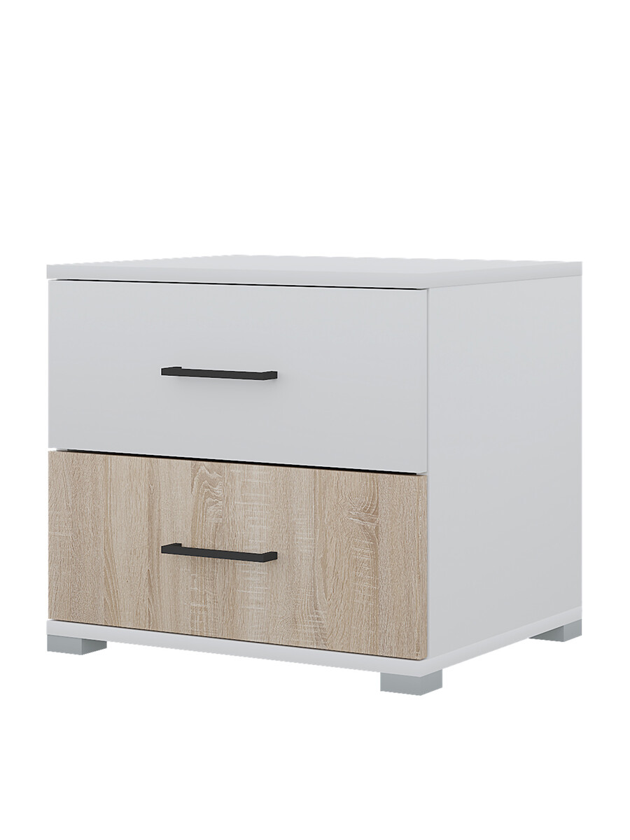 Тумба прикроватная nova, 500×410×452 мм, цвет белый/сонома