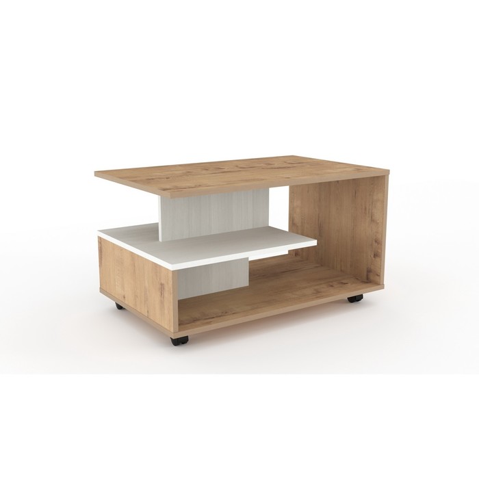 Столик журнальный «Вога – вога», 800×500×455 мм, цвет белый текстурный/дуб бунратти